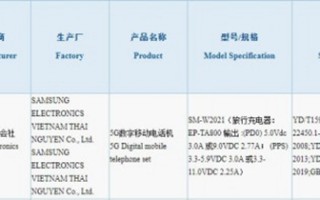 三星W21 5G折叠屏手机获得3C认证，或将于11月5日发布