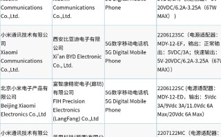 小米5款旗舰新机完成入网工作 天玑版小米12S Pro或标配67W充电器
