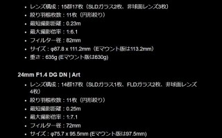 适马将发布两款新无反镜头：ART 20 1.4、ART 24 1.4