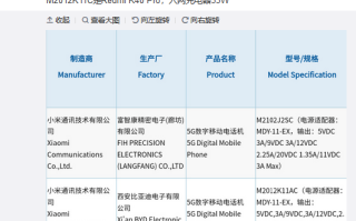 小米三款5G新机入网 有线充电规格均为33W