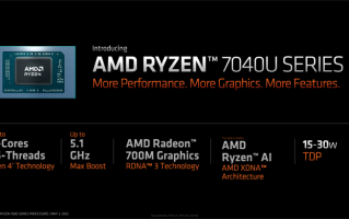 AMD正式发布锐龙7040U系列APU，性能超苹果M2