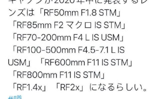 佳能一 *** 廉价RF镜头在路上 包含RF800mm F11 IS STM