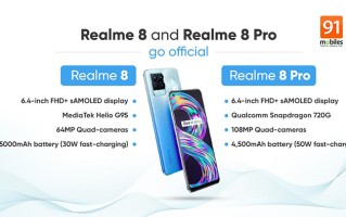 realme 8 Pro海外发布 借助HM2实现1亿像素拍摄