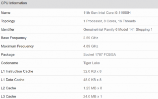 刀法精湛，英特尔酷睿i9-11950H处理器现身Geekbench