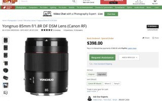 佳能将开放RF卡口？B&amp;H重新上架永诺85mm F1.8R AF镜头