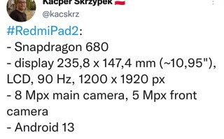 疑似Redmi Pad 2配置初步曝光 骁龙680加持并搭配10.95英寸屏幕
