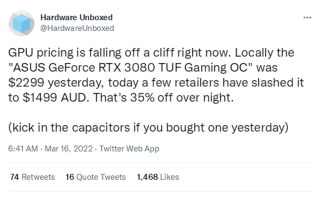 距离原价不远了！NVIDIA RTX 30系显卡开始大幅降价